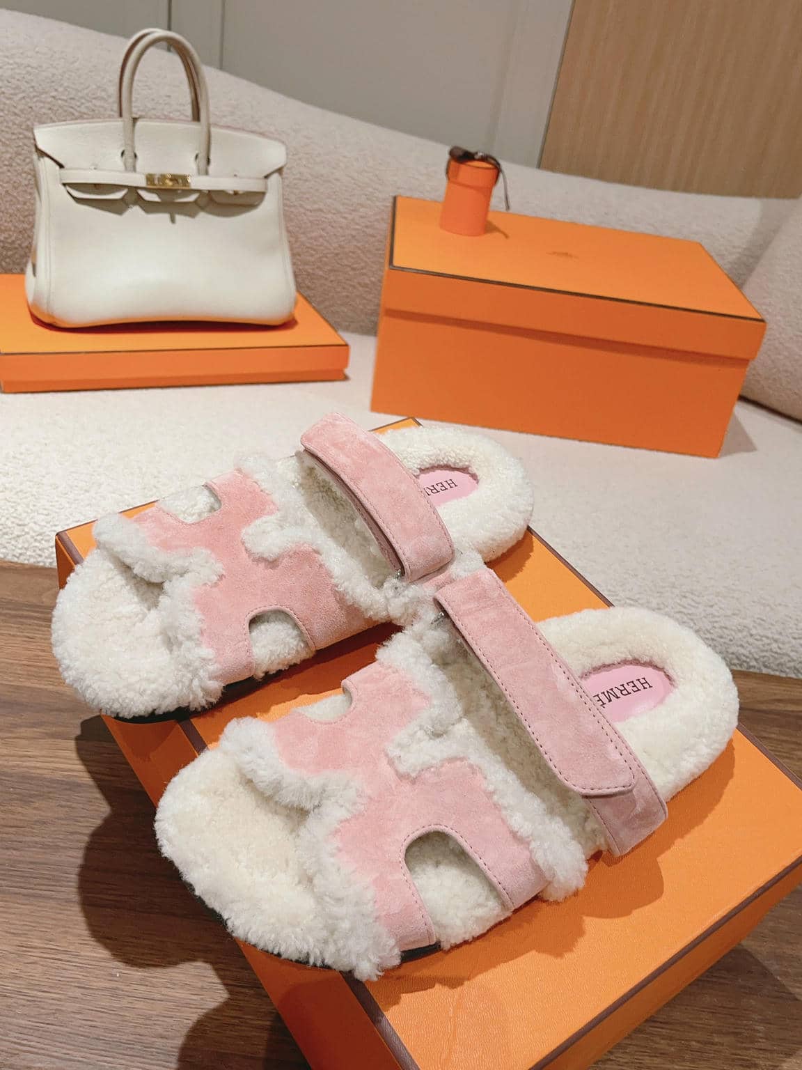 Hermès fur slippers-20